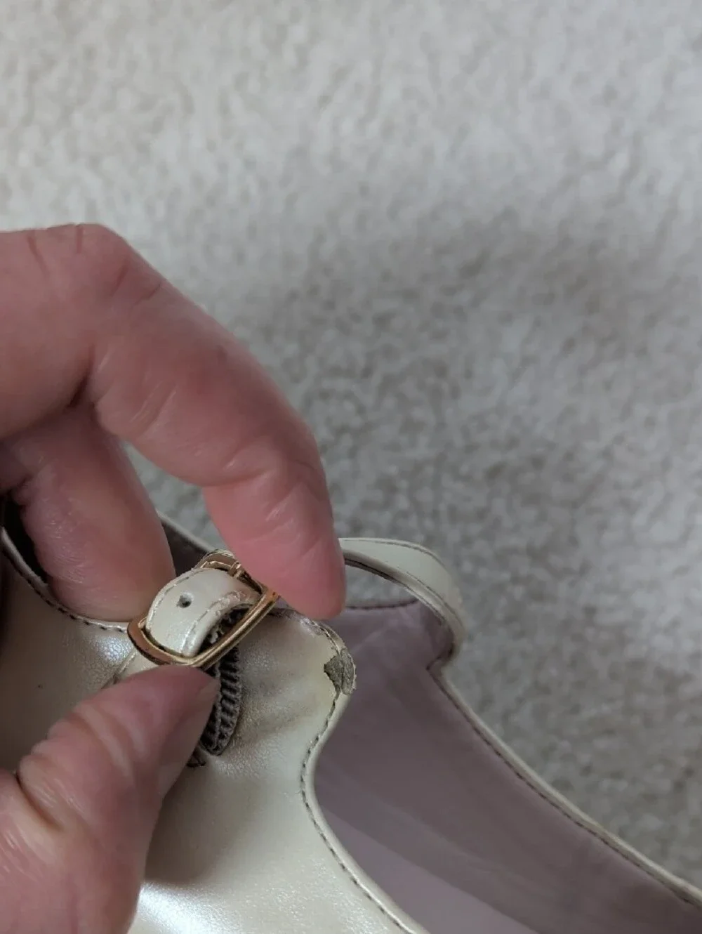 Nina Girls Cream Metallic Mary Jane Dress Shoes Sz 11.5